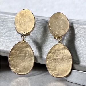 Vintage Brutalist Gold Dangle Clip-On Earrings